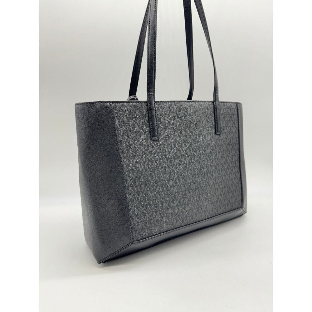 MICHAEL KORS Sallie monogram logo East West women's large tote - Black & Silver - Picture 9 of 11